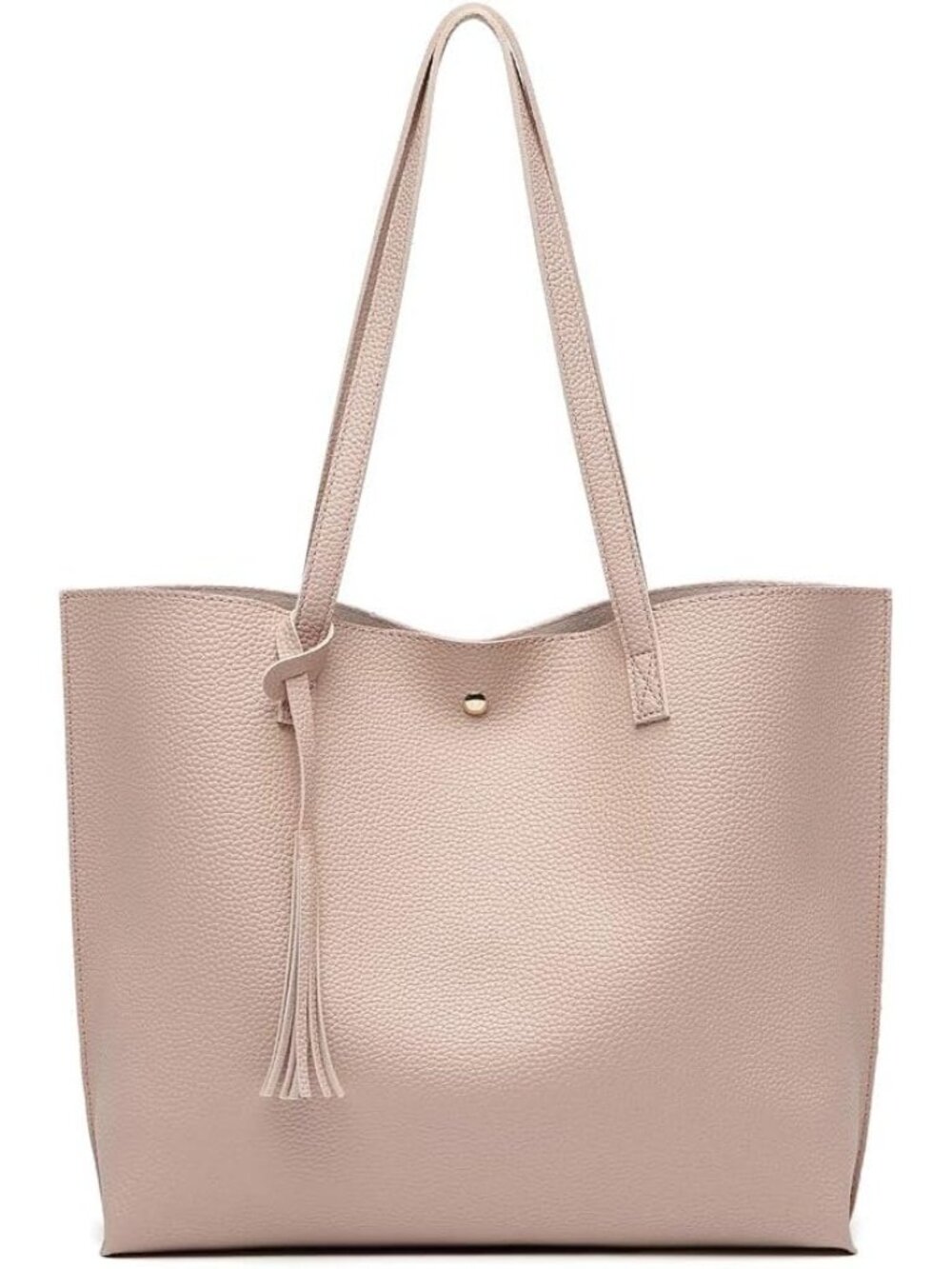 Women's Pink Soft Faux Leather Tassel Style Handbag Tote Shoulder Bag